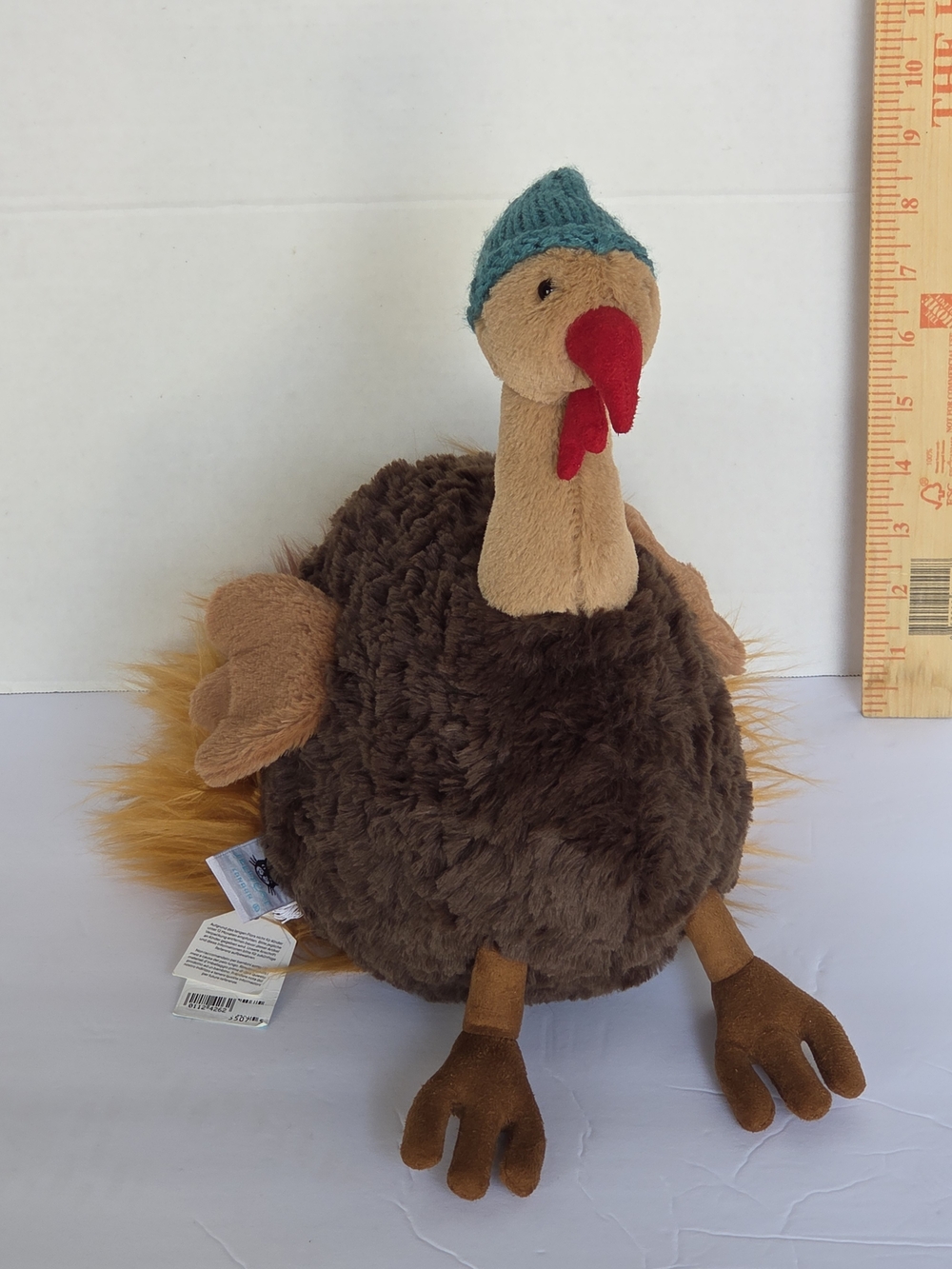 Jellycat Theo Turkey Plush with Teal Knit Hat